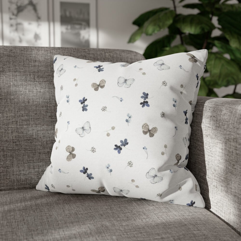 Watercolor Delicate Flowers n Flying Butterflies Throw Pillow Covers - Image 4