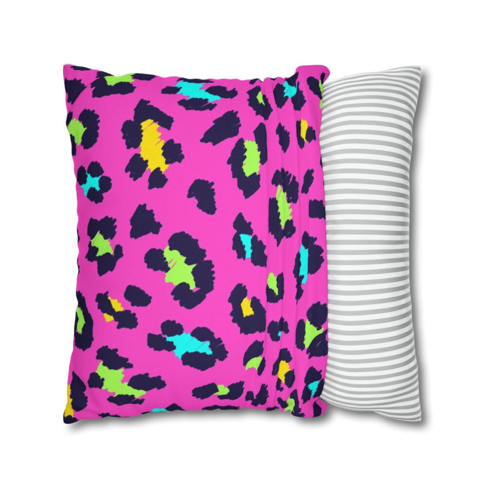 Colorful Leopard Print on Pink Throw Pillow Covers - Image 4
