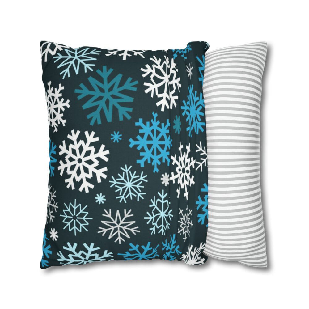 Festive Christmas Snowflakes Blue Throw Pillow Covers - Image 2
