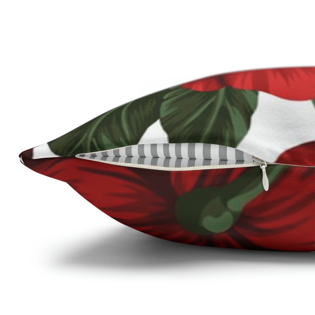 Green Leaves and Red Peonies Pattern on Throw Pillow Covers - Image 3