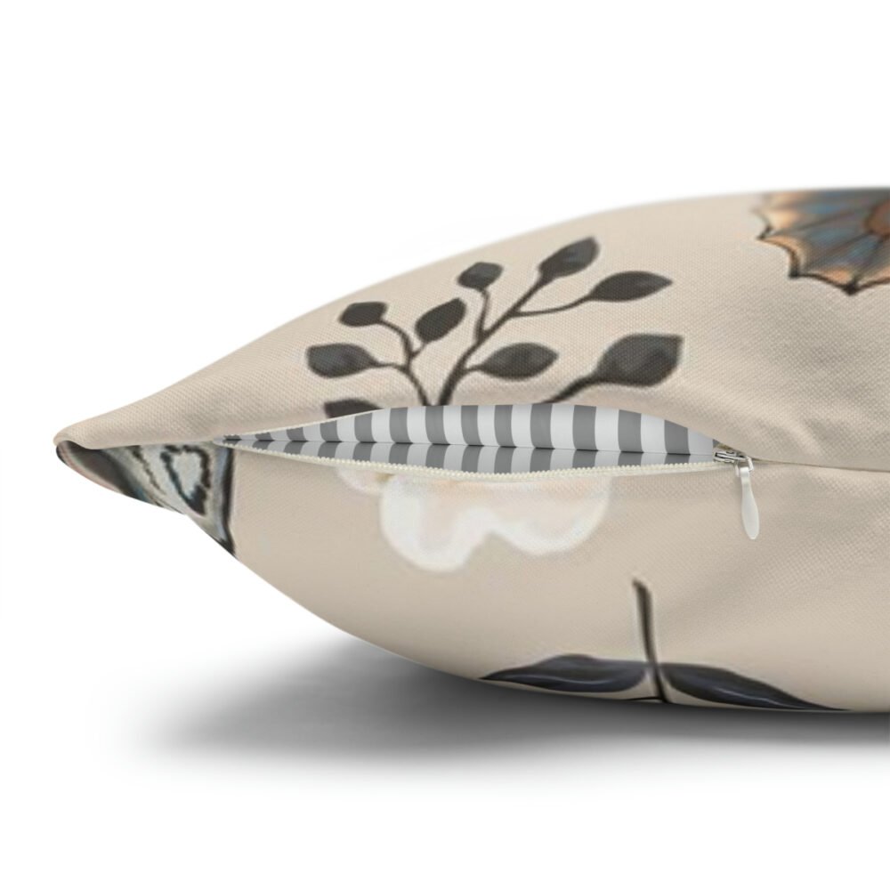 Colorful Flying Butterflies n Flowers on Cream Throw Pillow Covers - Image 3