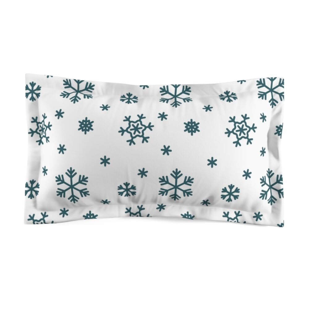 Green and White Christmas Snowflakes Design Pillowcase - Image 2