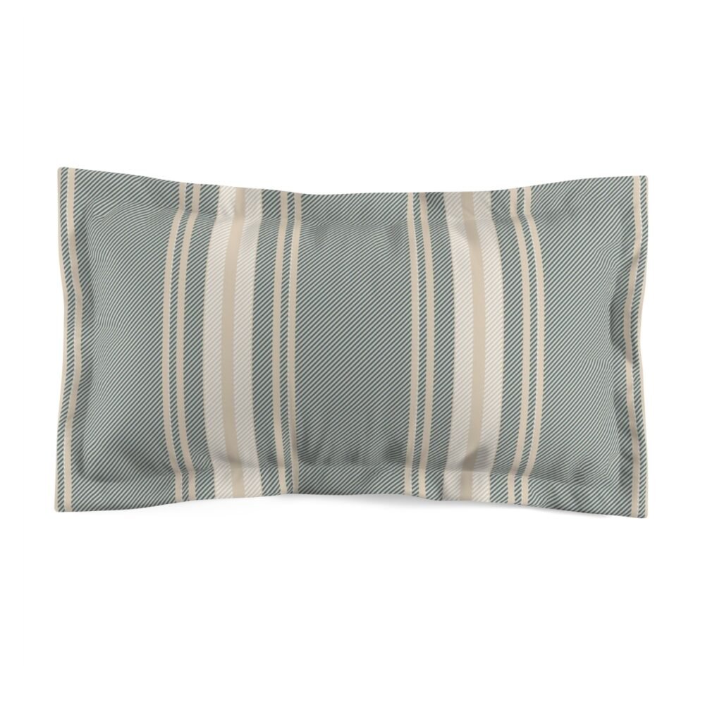 Grey & Off White Striped Fabric Textured Standard & King Pillow Shams - Image 2