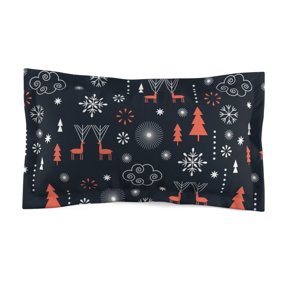 Christmas Pattern on Black Fabric Decorative Pillow Shams - Image 2