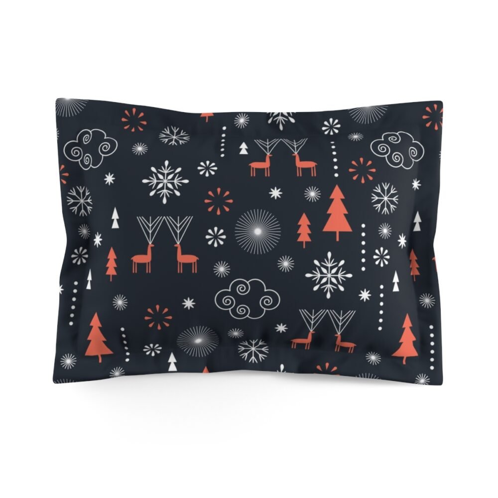 Christmas Pattern on Black Fabric Decorative Pillow Shams