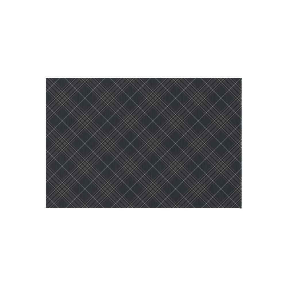 Dark Grey Plaid Herringbone Textured Outdoor Rugs - Image 5