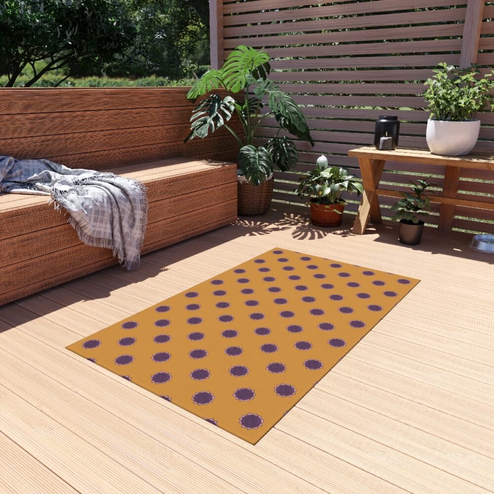 Orange & Purple Sunflowers Print on Orange Indoor Outdoor Rugs - Image 11