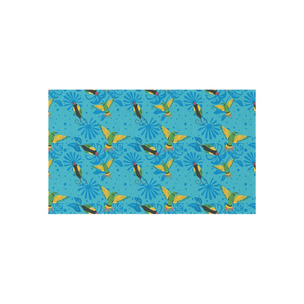 Blue Indoor Outdoor Area Rugs with Colorful Hummingbirds - Image 9