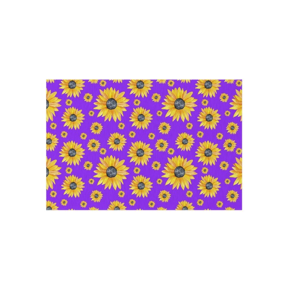 Hand Painted Yellow Sunflowers on Purple Outdoor Rugs - Image 13