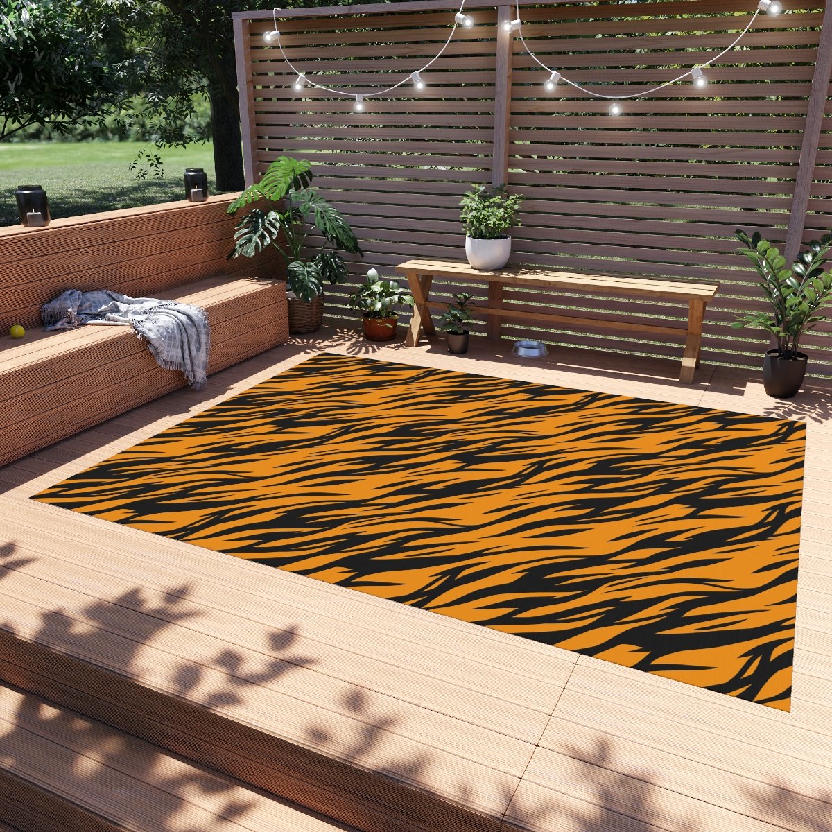 Black & Orange Zebra Striped Outdoor Rugs for Balcony - Image 19