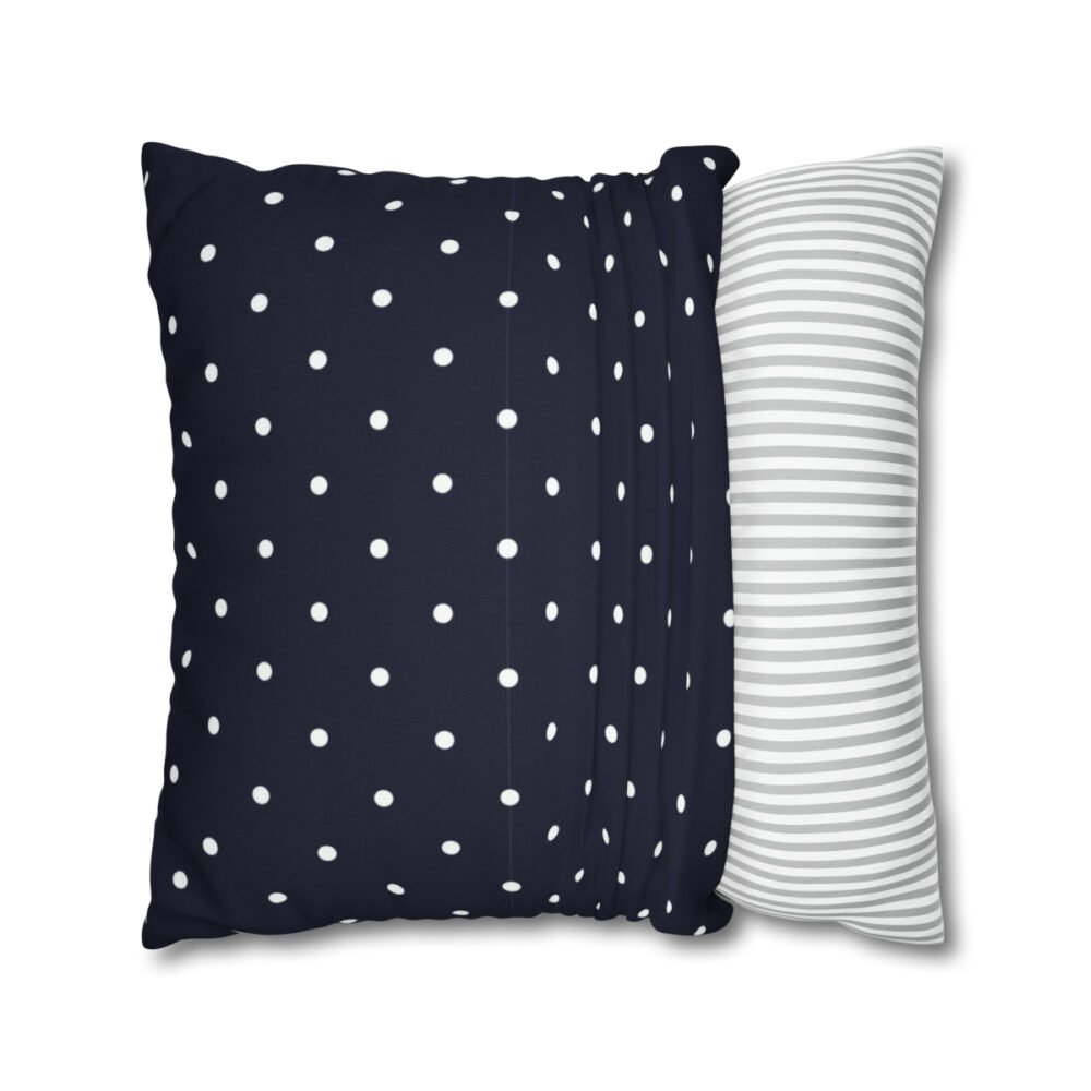 Navy Blue n White Polka Dots Throw Pillow Covers with Zipper - Image 2