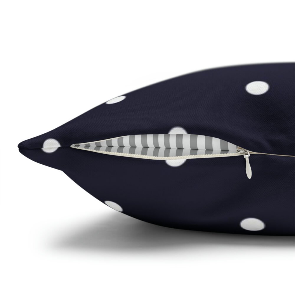Navy Blue n White Polka Dots Throw Pillow Covers with Zipper - Image 3