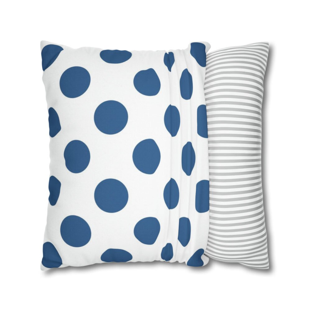 Navy Blue n White Polka Dots Pillow Covers with Zipper - Image 2