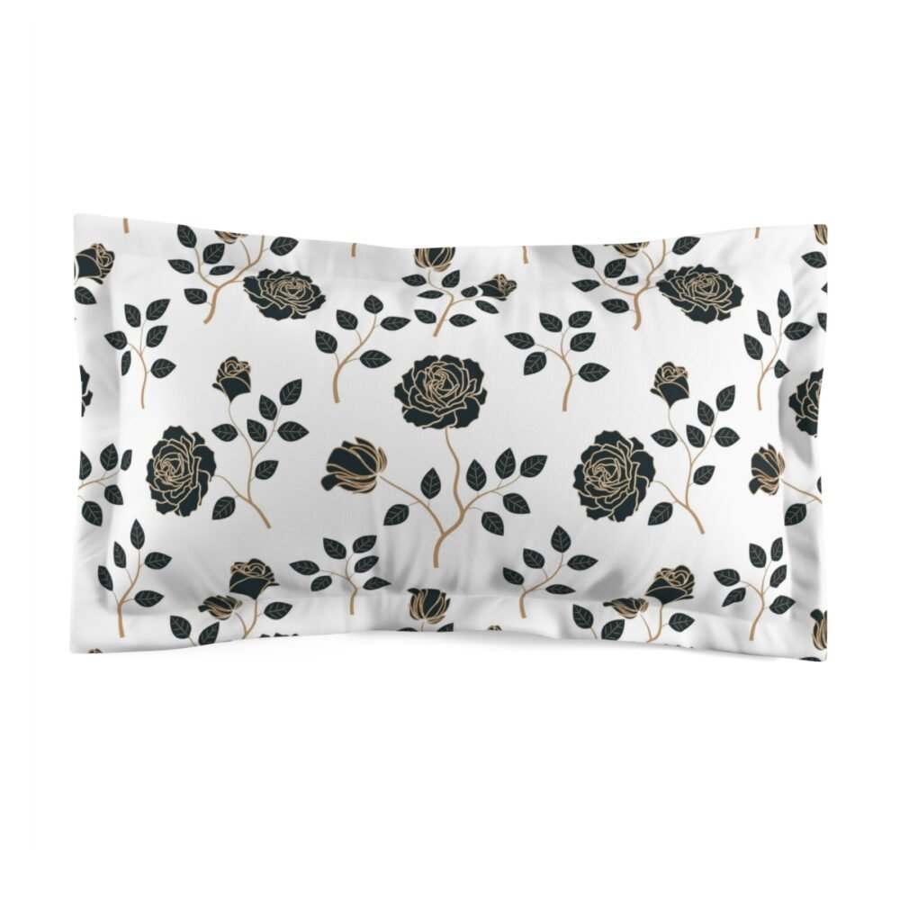 Luxury Gold and Blue Floral Print on White Pillow Shams for Bedroom - Image 2
