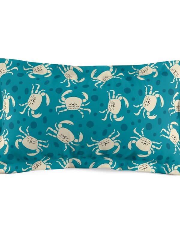 Retro Blue and Beige Coastal Crab Print Pillow Shams - King