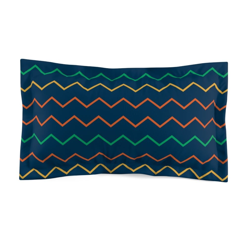 Multicolor Zigzag Striped Lines on Blue Pillow Shams - Image 2