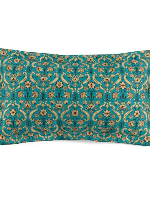 Blue & Gold Ikat Block Batik Print Pillow Shams - King