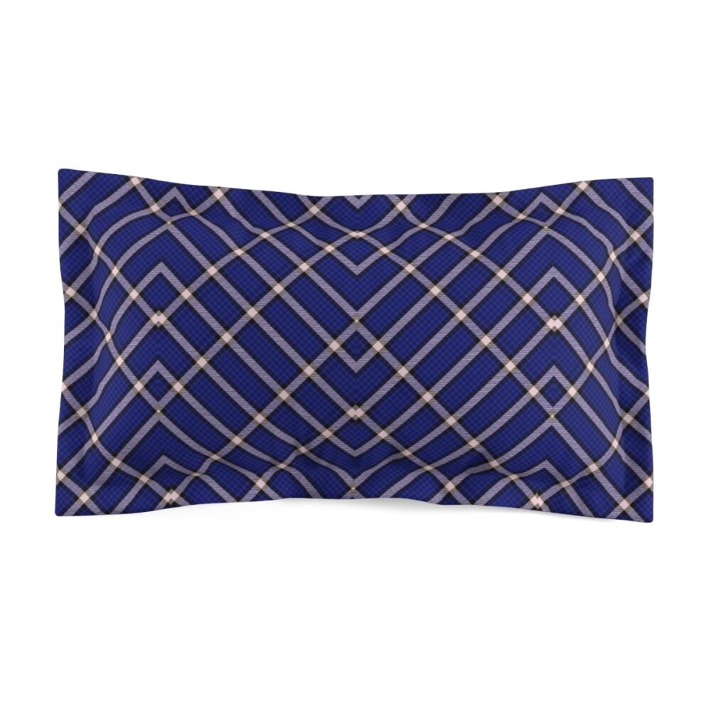 Fashionable Navy Blue Tartan Plaid Standard & King Pillow Shams - Image 2