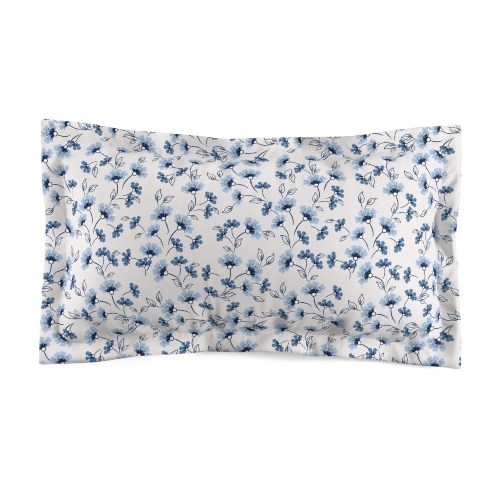 Blue and White Ditsy Flowers Print Standard & King Pillow Shams - Image 2