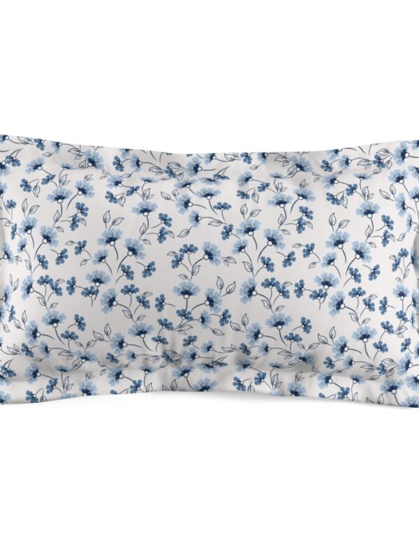 Blue and White Ditsy Flowers Print Standard & King Pillow Shams - King
