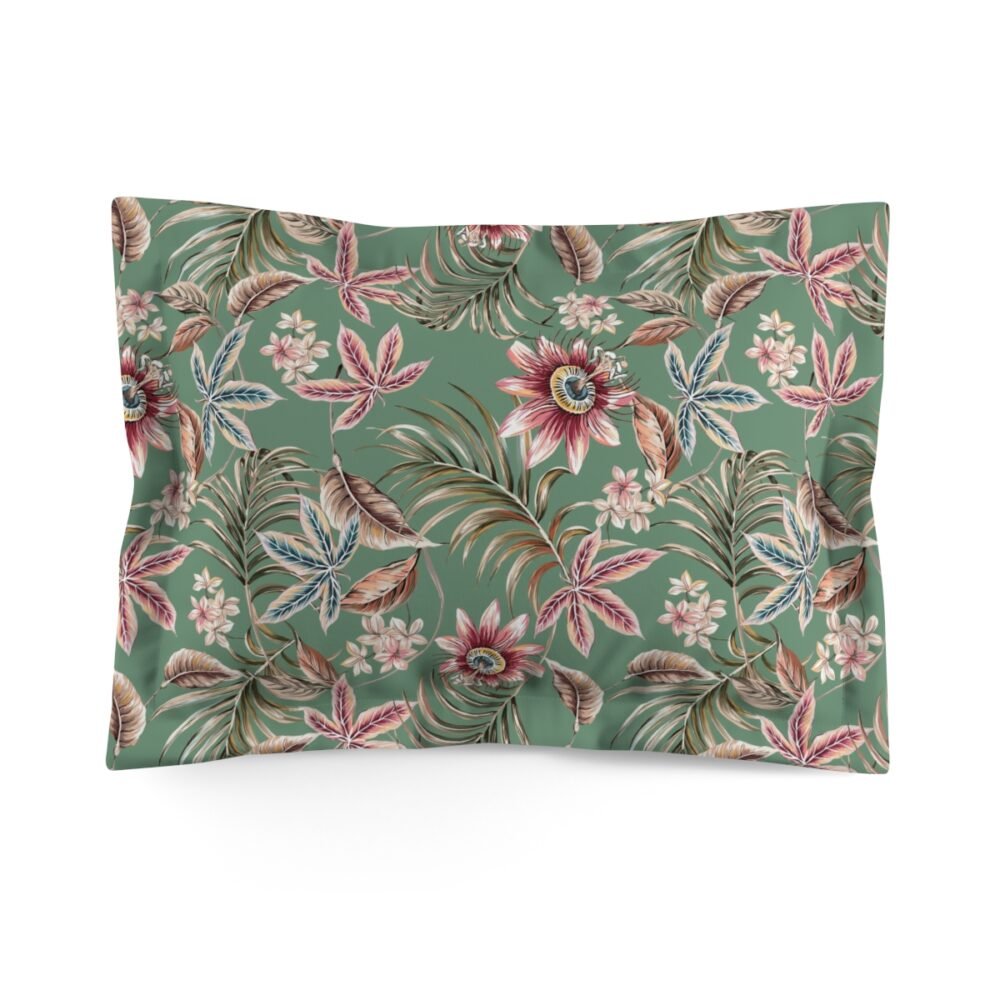 Green Floral Pillow Shams