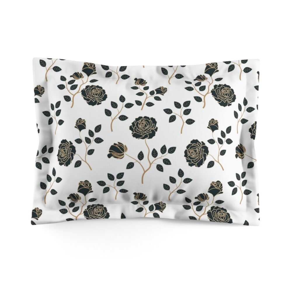 Luxury Gold and Blue Floral Print on White Pillow Shams for Bedroom