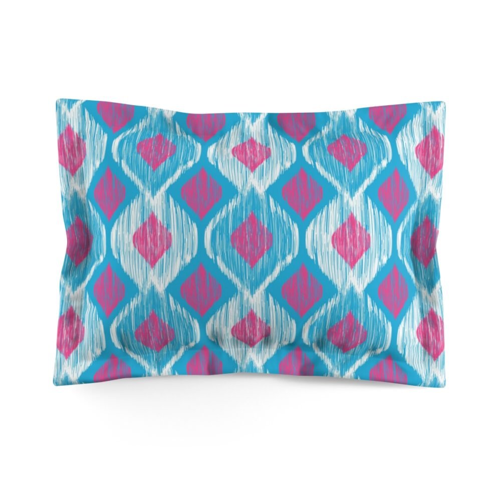 Blue & Pink Ethnic Tribal Ikat Fashion Print Pillow Shams