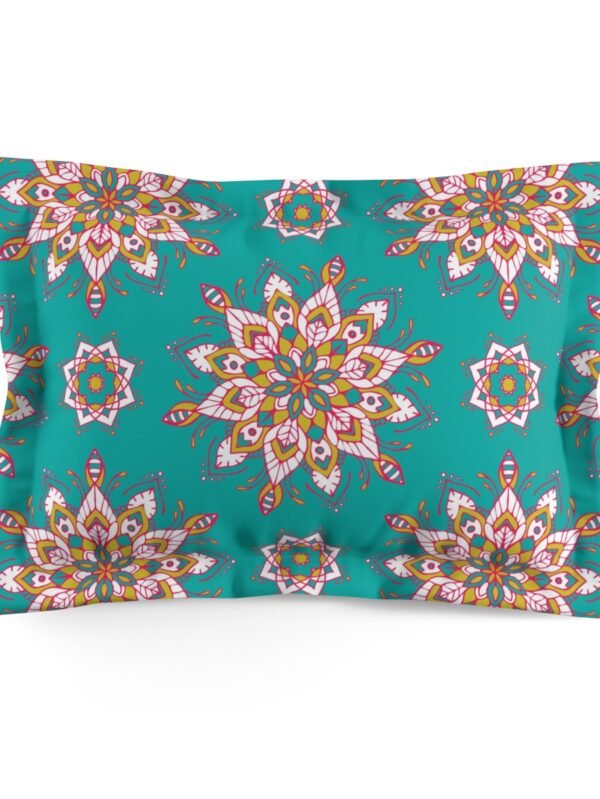 Teal Blue Flowers Pillow Shams