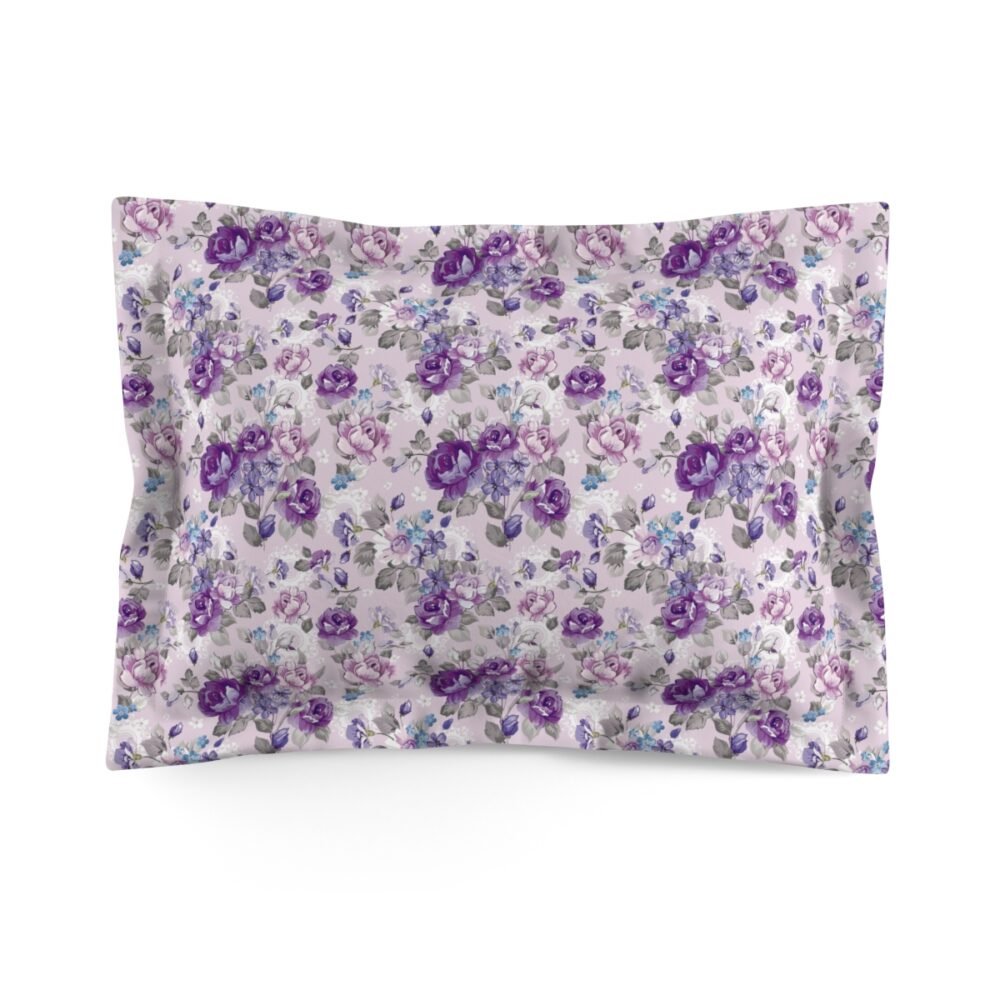Beautiful Retro Pink and Purple Flowers Print Pillow Shams
