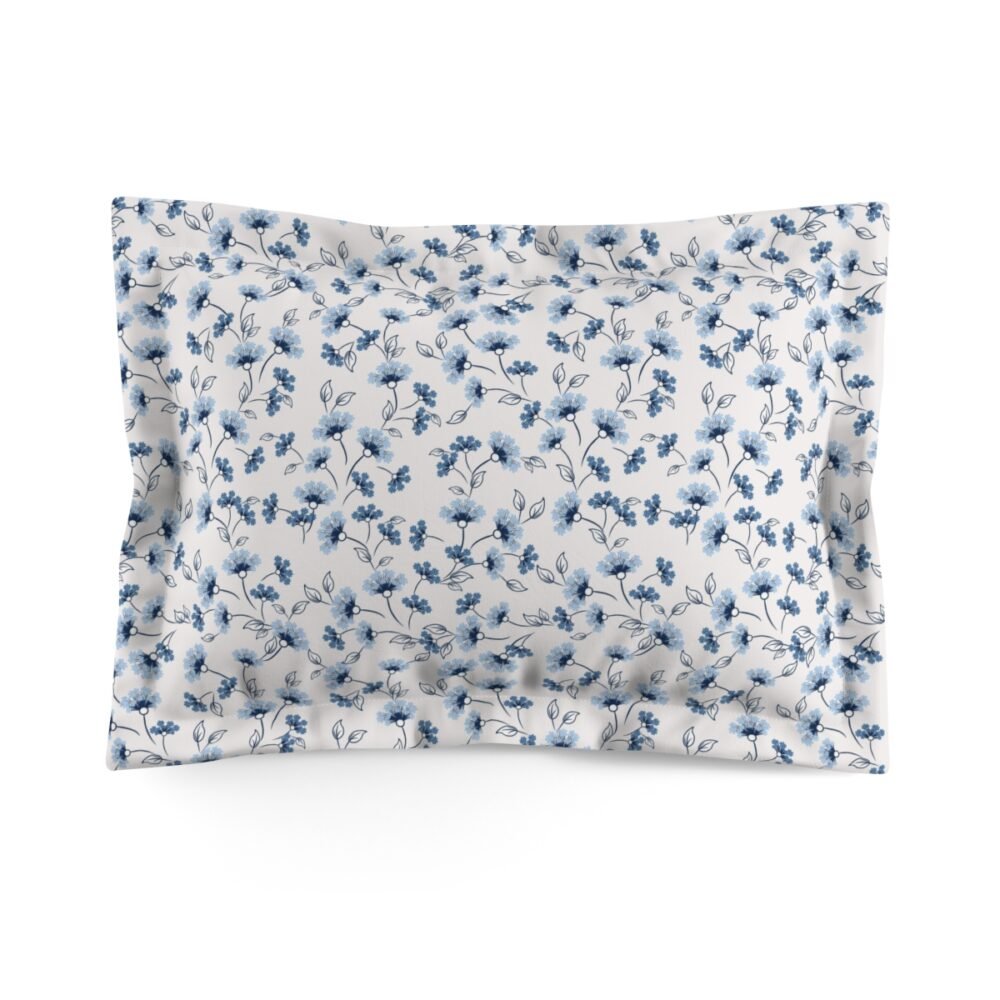 Blue and White Ditsy Flowers Print Standard & King Pillow Shams