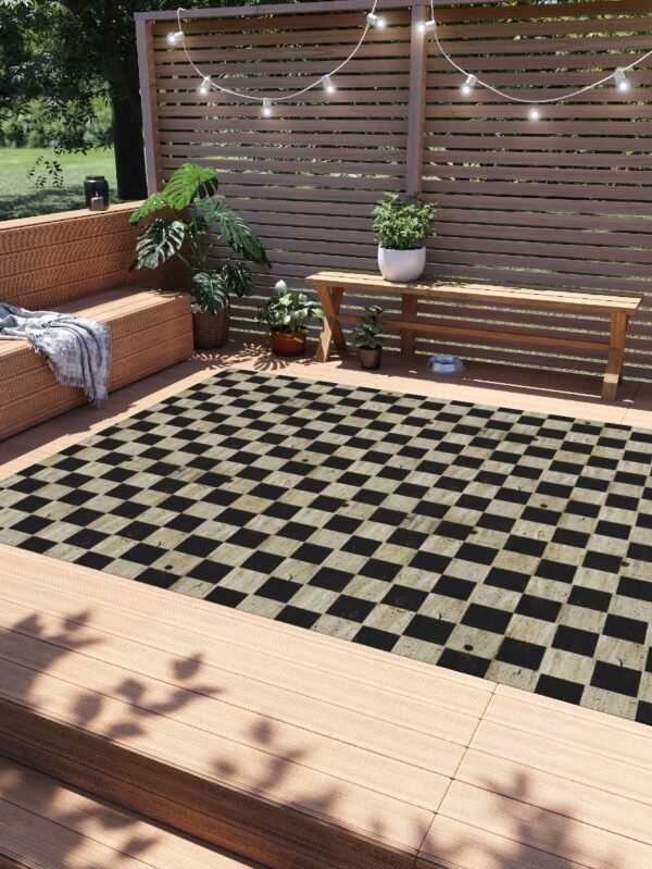 Black Chessboard Outdoor Rugs