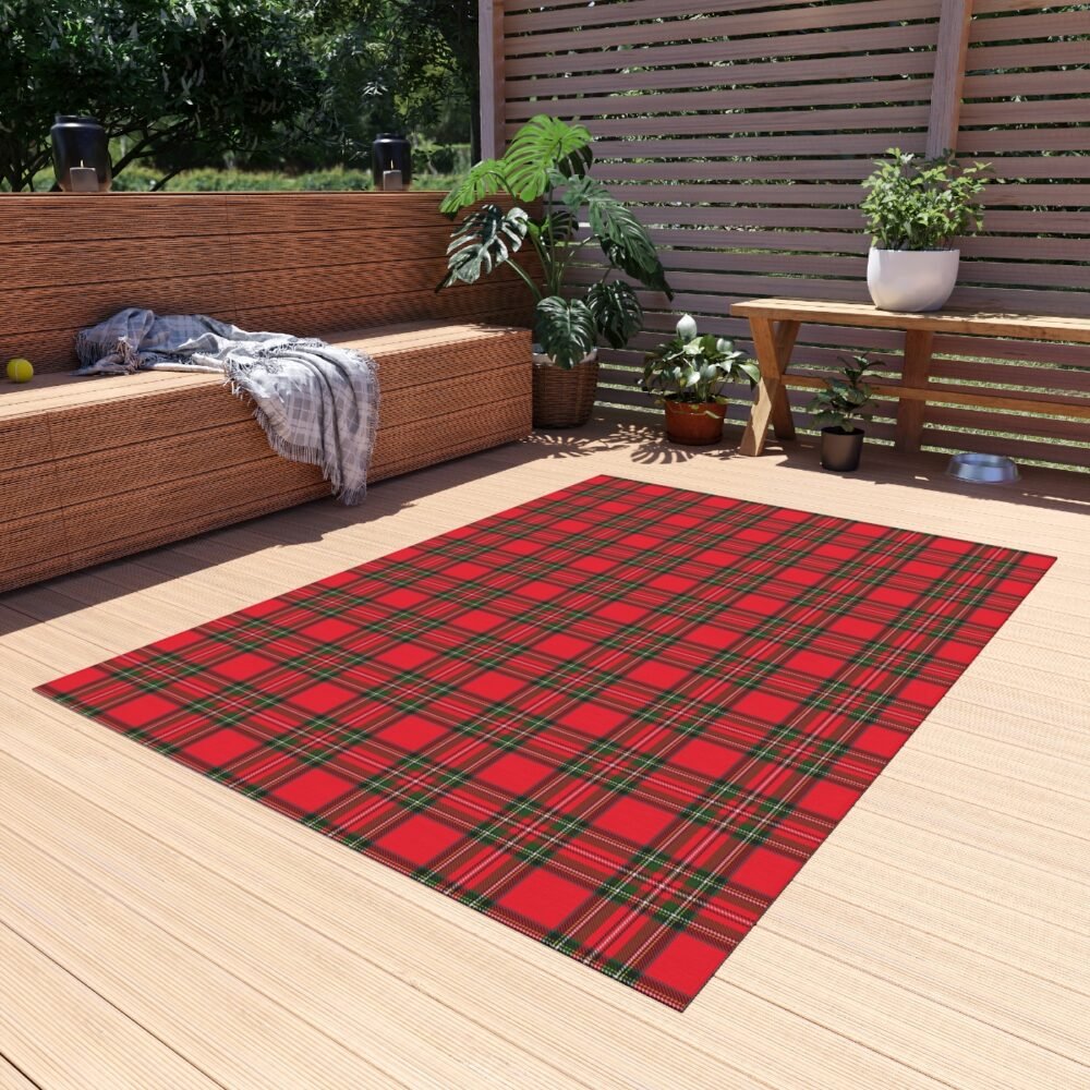 Red Tartan Plaid Outdoor Rugs