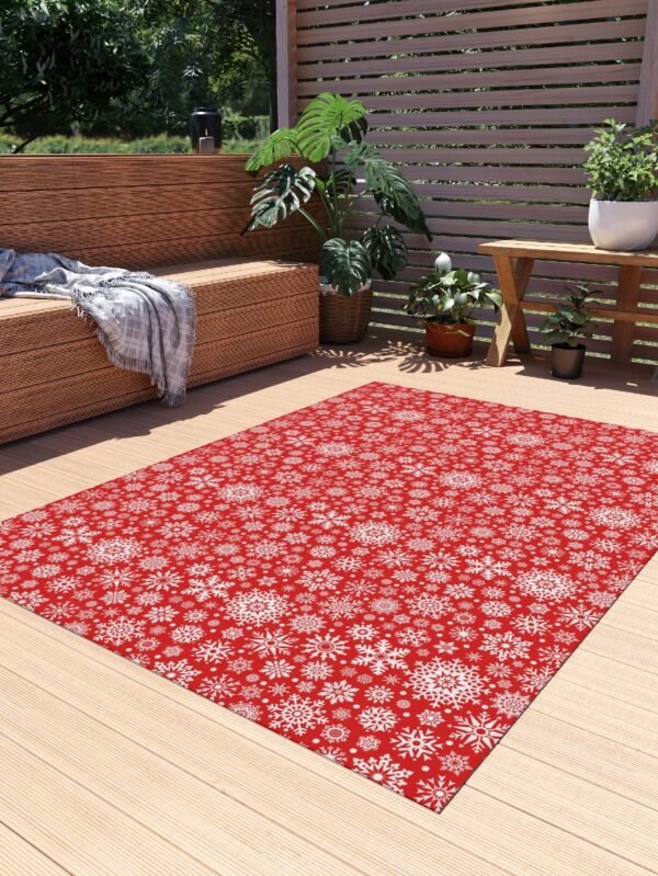 Red Snowflakes Outdoor Rugs