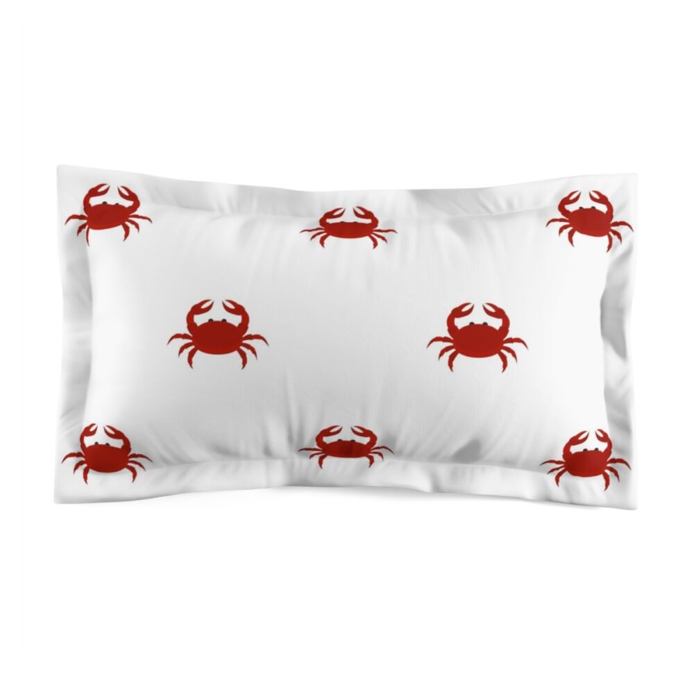 Stylish Red Crabs Pattern on White Coastal Pillow Cases - Image 2