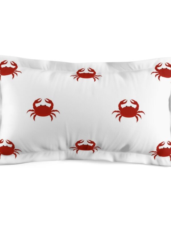 Stylish Red Crabs Pattern on White Coastal Pillow Cases - King