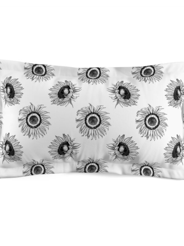 Hand Drawn Black and White Sunflowers Pillow Shams - King