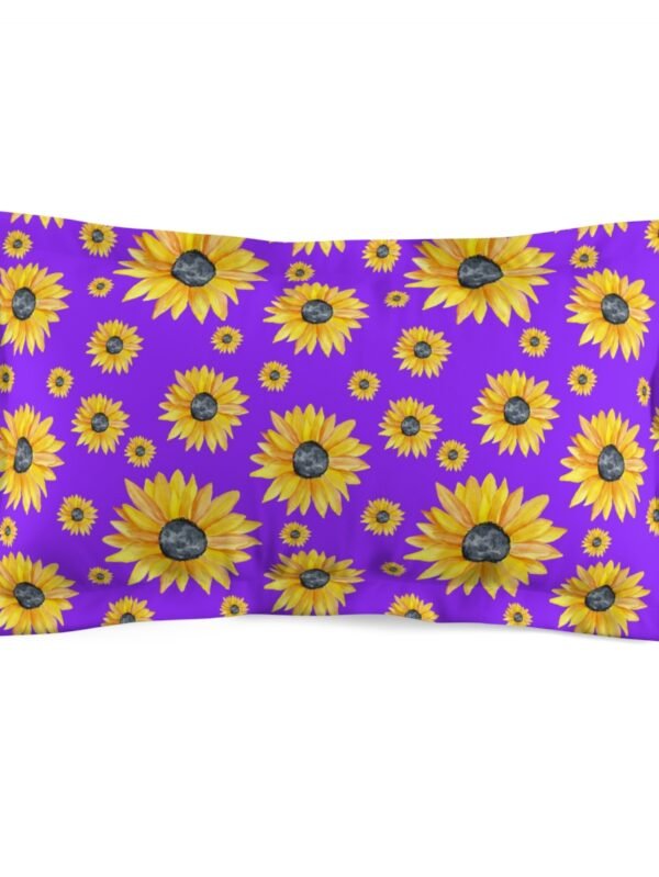 Hand Painted Purple & Yellow Sunflower King Pillow Shams - King