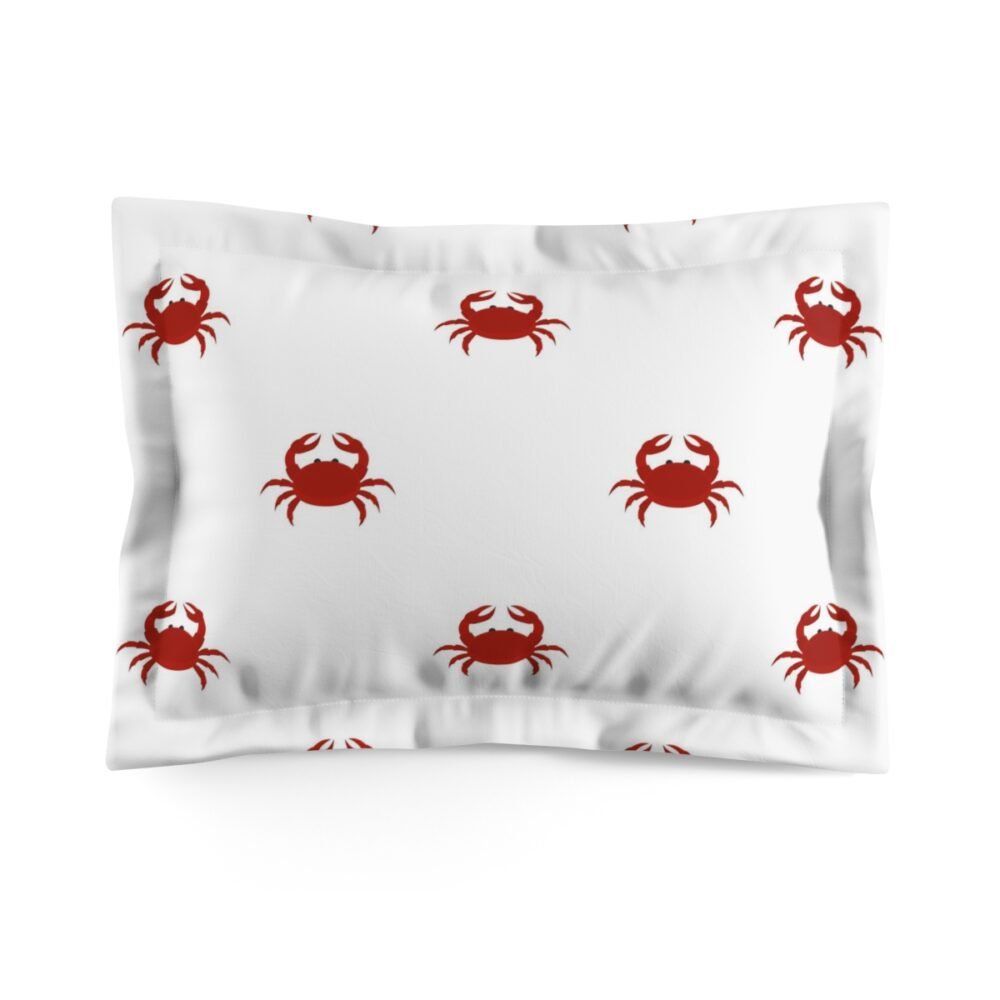 Stylish Red Crabs Pattern on White Coastal Pillow Cases