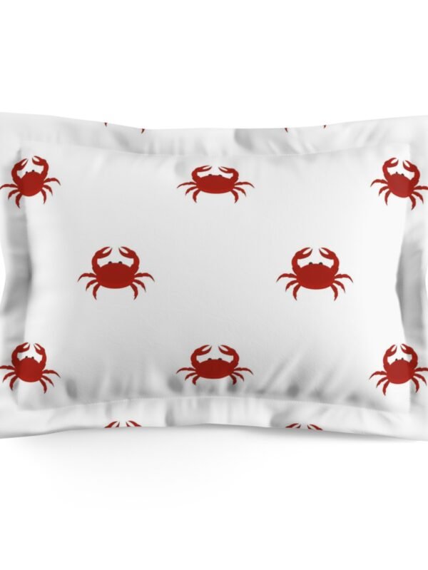 Stylish Red Crabs Pattern on White Coastal Pillow Cases - Standard