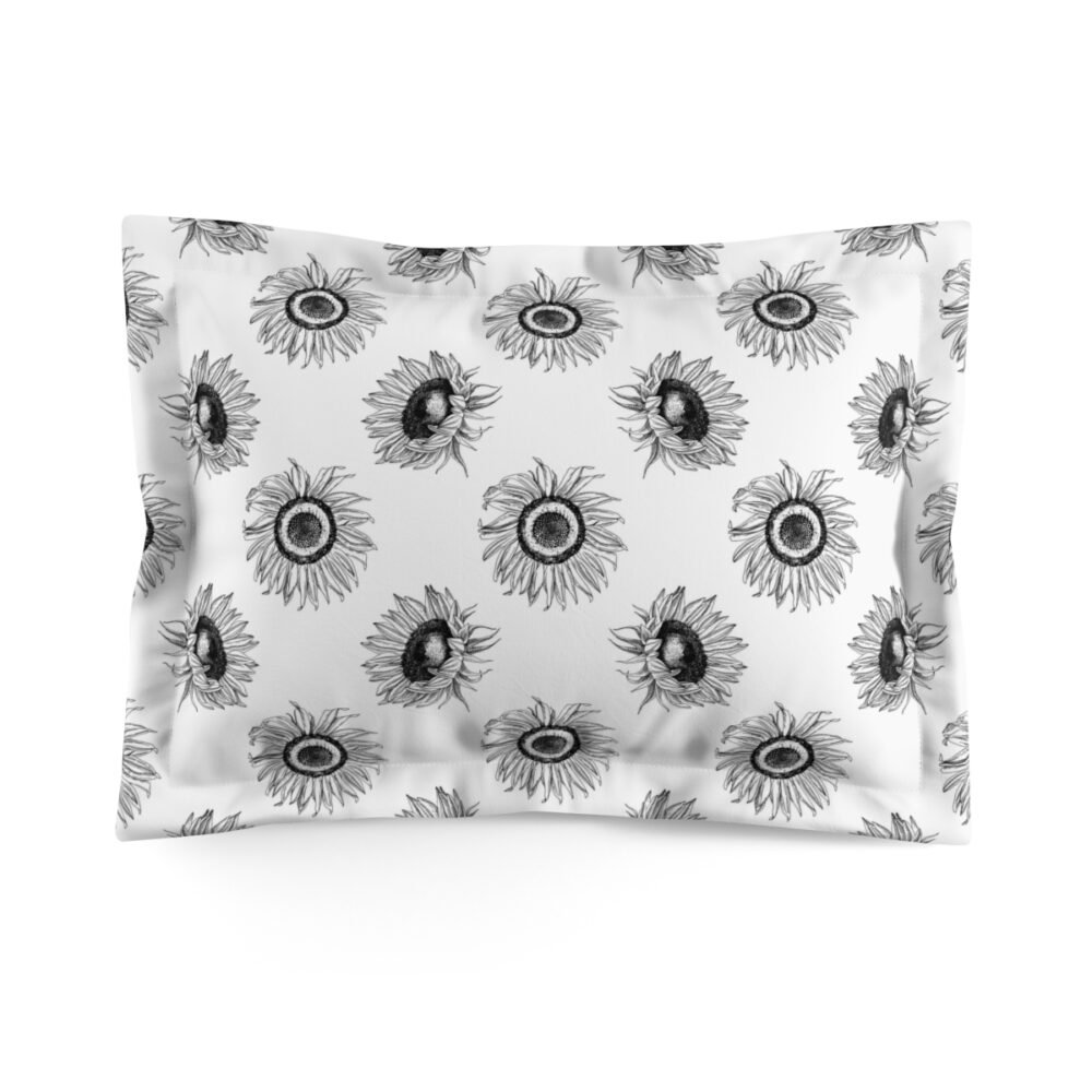 Hand Drawn Black and White Sunflowers Pillow Shams