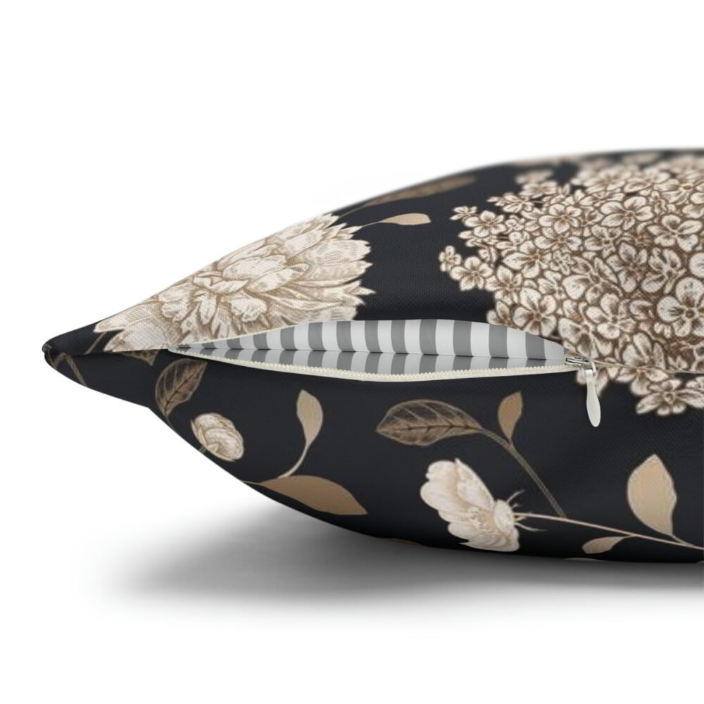 Stylish Black, Gold and White Flowers Euro Pillow Shams - Image 3