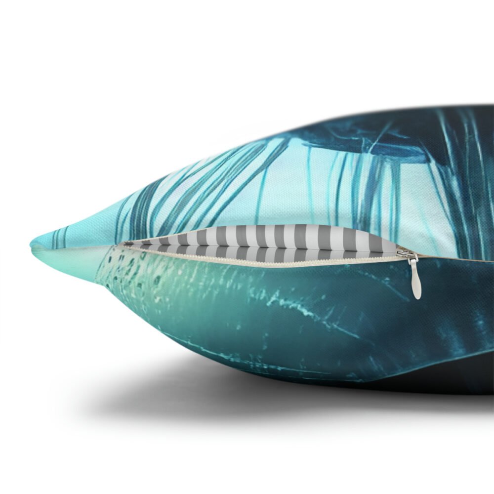 Glowing Jellyfish in Deep Sea Blue Euro Pillow Shams - Image 3