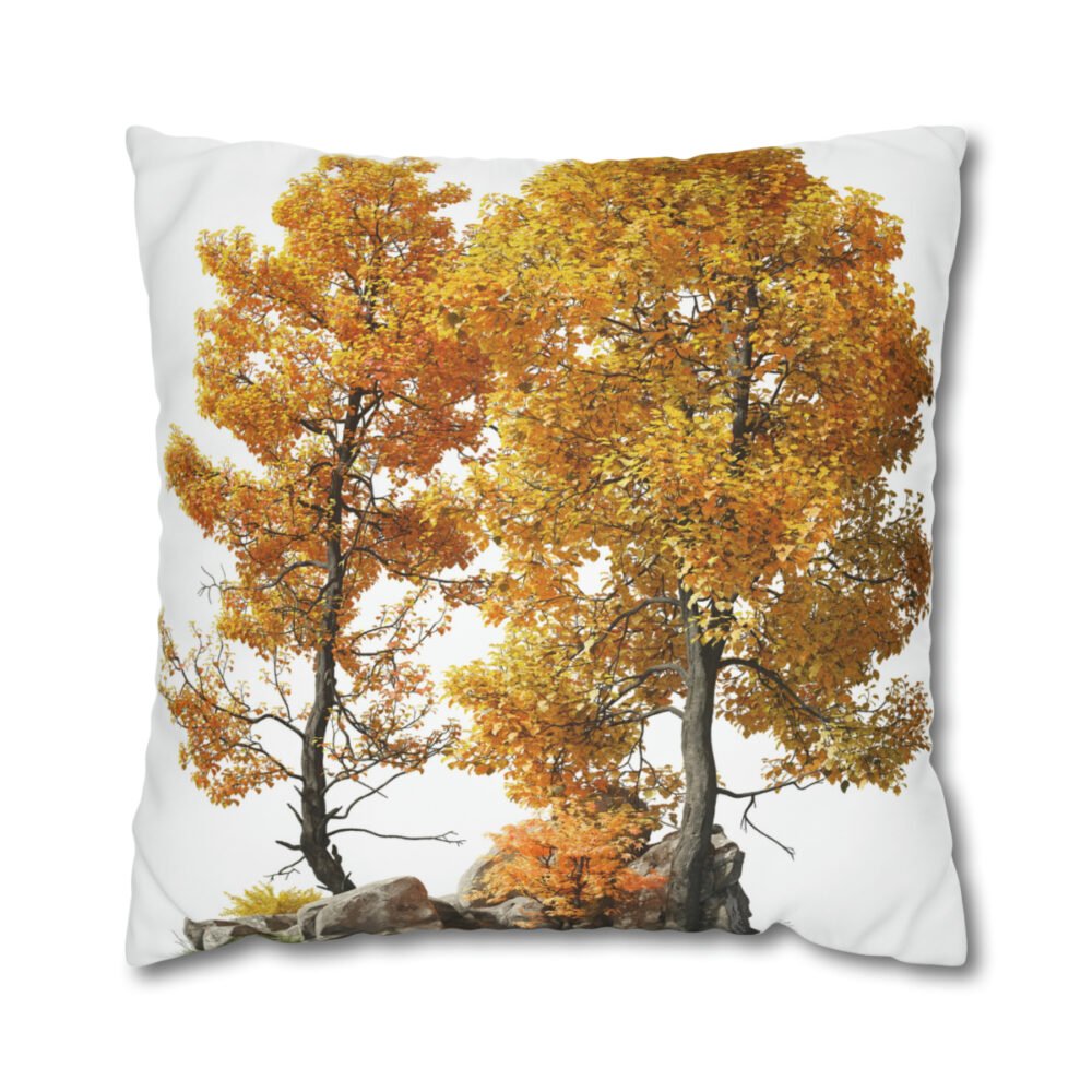 Autumn Forest Tree Print on White Euro Pillow Shams