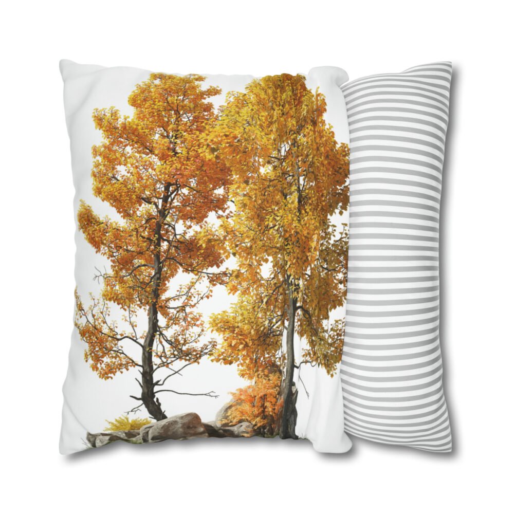Autumn Forest Tree Print on White Euro Pillow Shams - Image 2