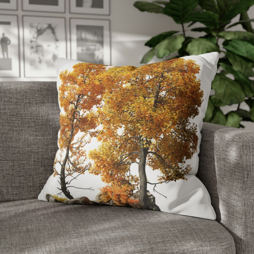 Autumn Forest Tree Print on White Euro Pillow Shams - Image 6