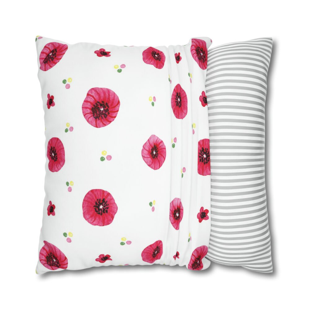 Bright Pink Summer Flowers Print on White Euro Shams - Image 2