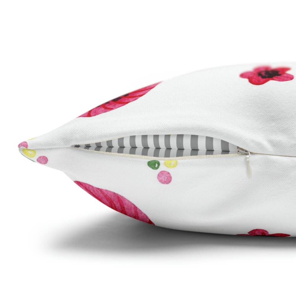 Bright Pink Summer Flowers Print on White Euro Shams - Image 3