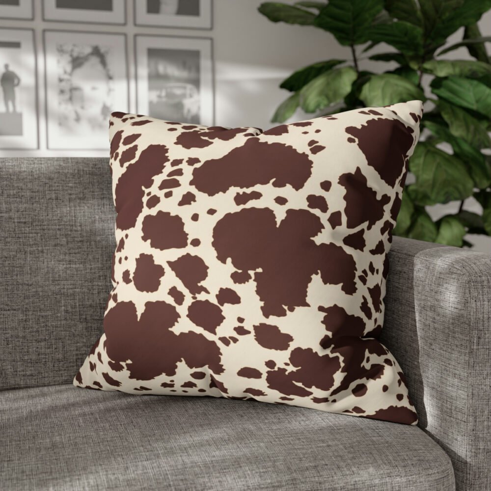 Cow Leather Skin Pattern Brown Euro Pillow Covers - Image 4