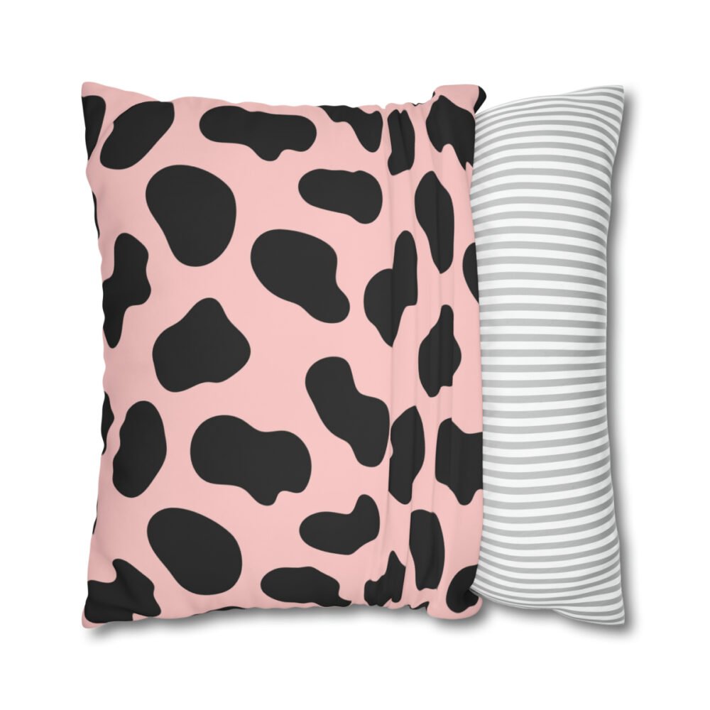 Cute Girly Black and Pink Cow Print Euro Pillow Shams - Image 2