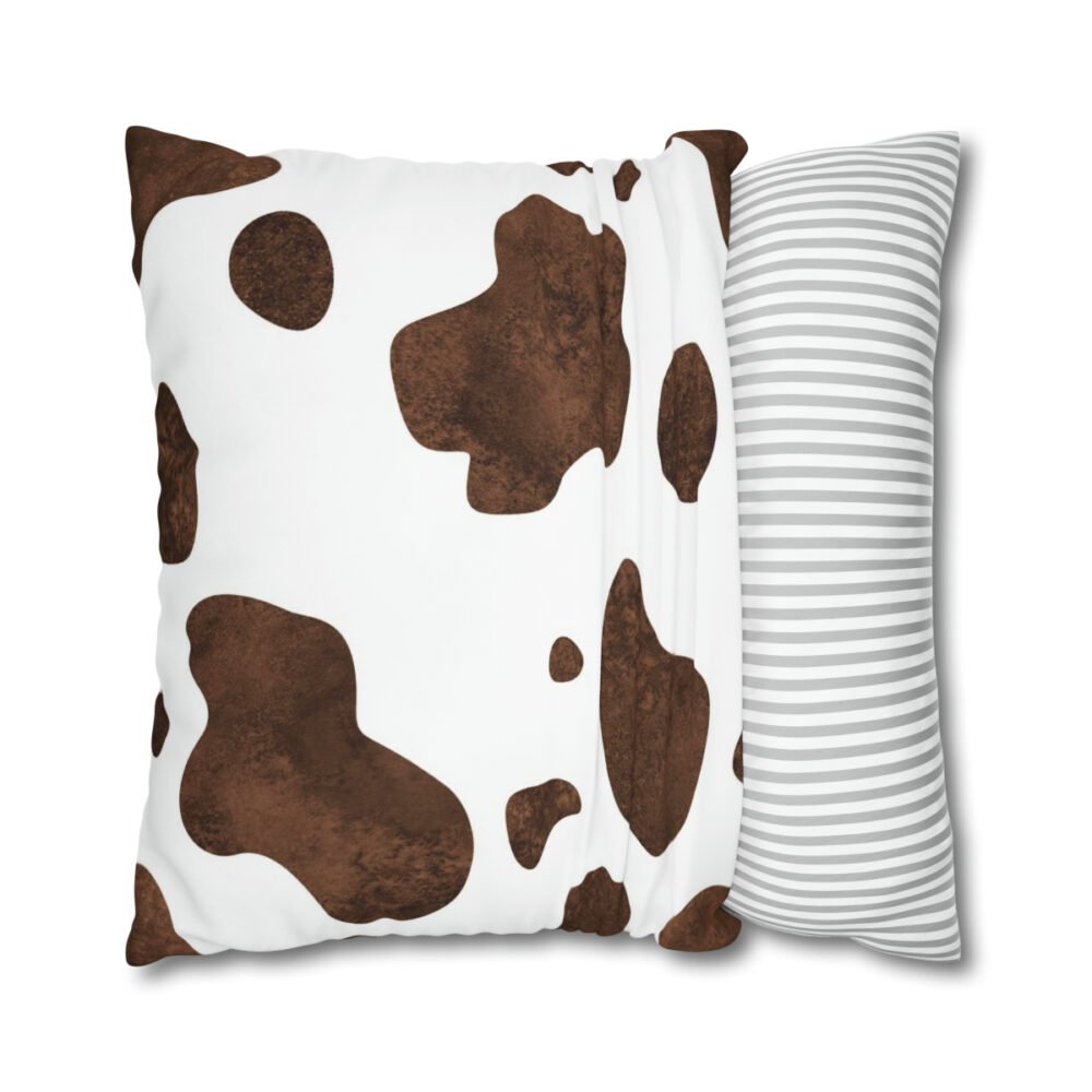 Abstract Brown and White Cow Spot Print Euro Pillow Shams - Image 2